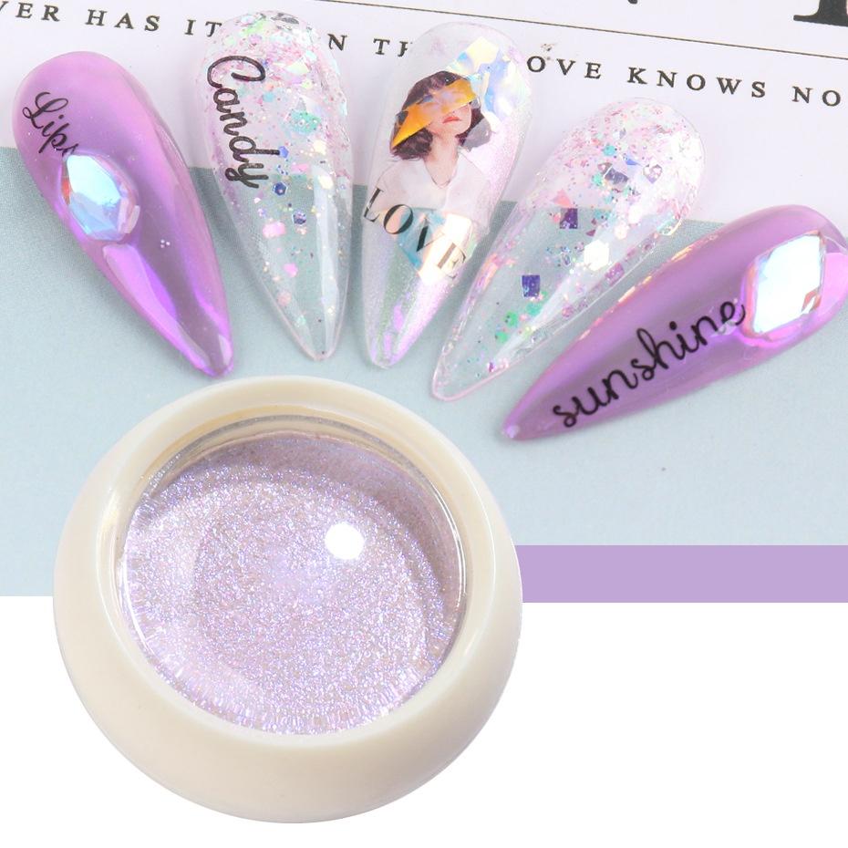 Pevný pudr Třpytky na nehty Aurora Zrcadlo Duhový chrom Mořská panna Pigment Holografický třecí prach Dekorace na nehty Manikúra