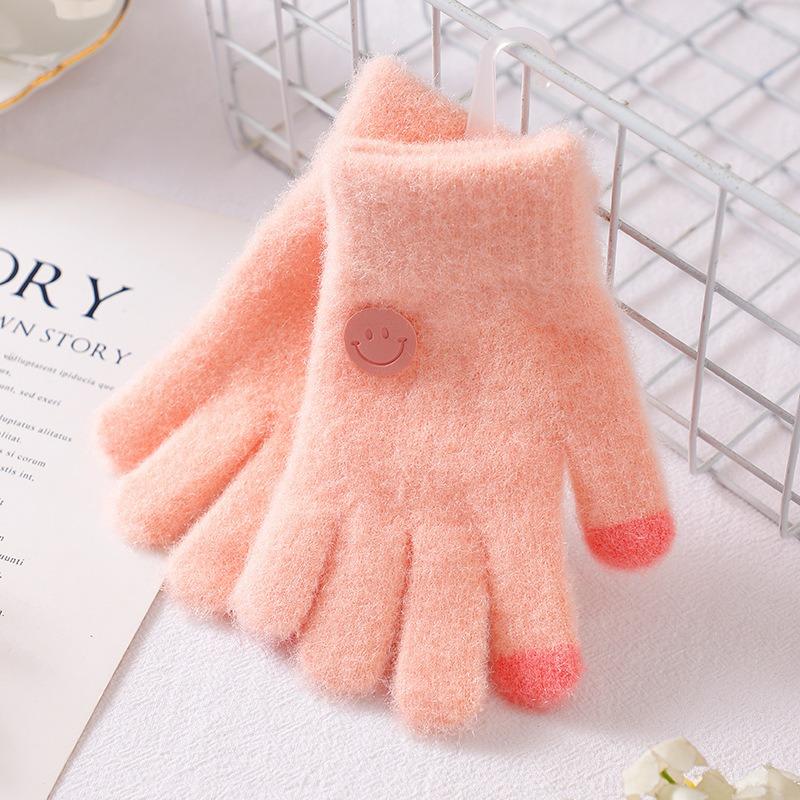 New children's children's gloves winter baby five-finger gloves boys and girls warm cartoon middle children's writing gloves winter