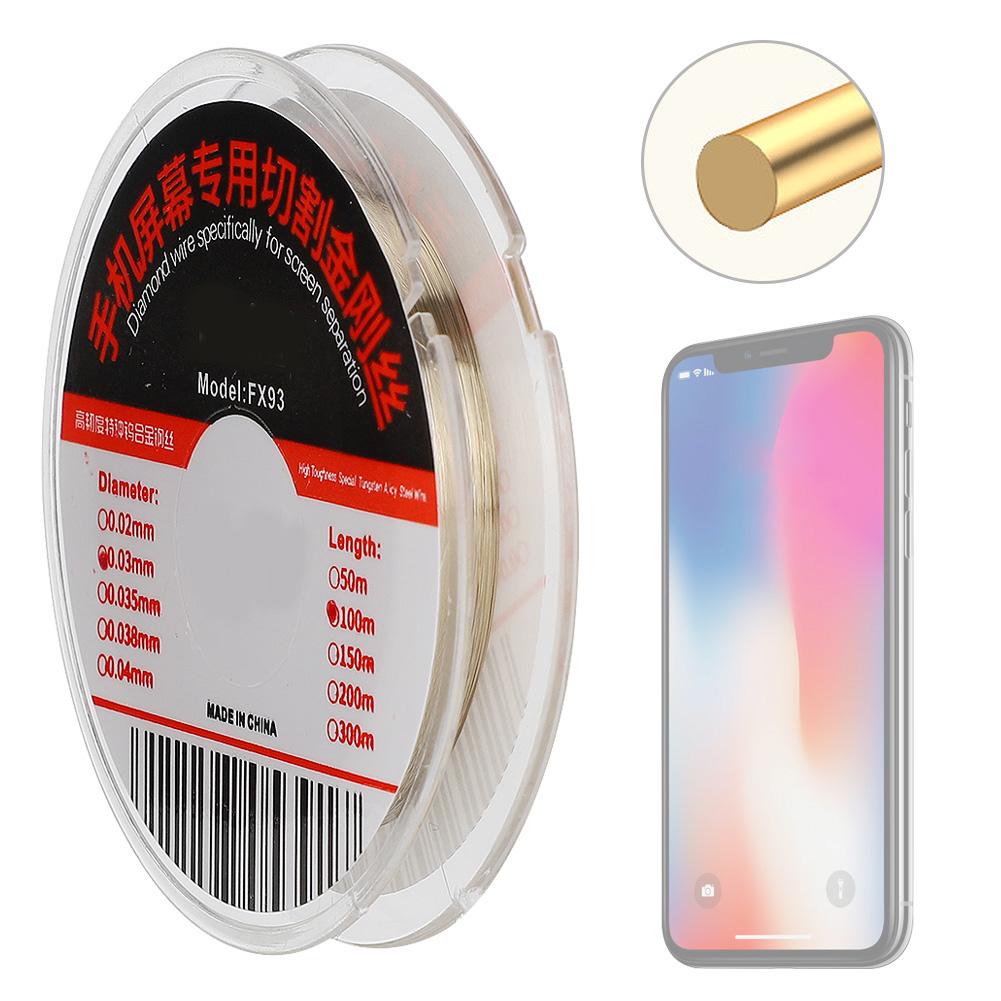 0.03mm Special Cut Alloy steel Wire Accessory for Mobile Phone Screen 100m Length