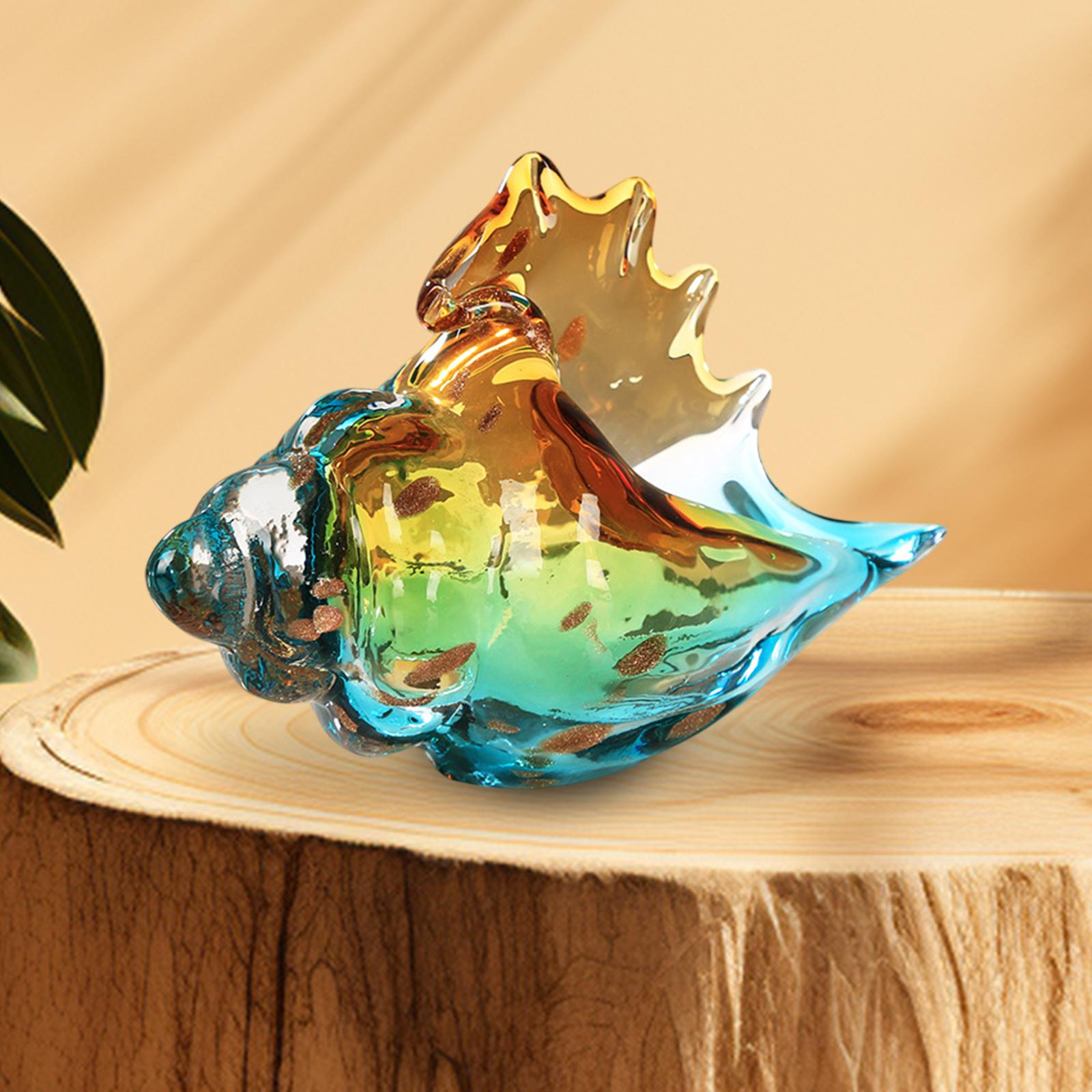 

Glass Conch Figurine Statuette Sculpture for Birthday Gift Home Room Indoor