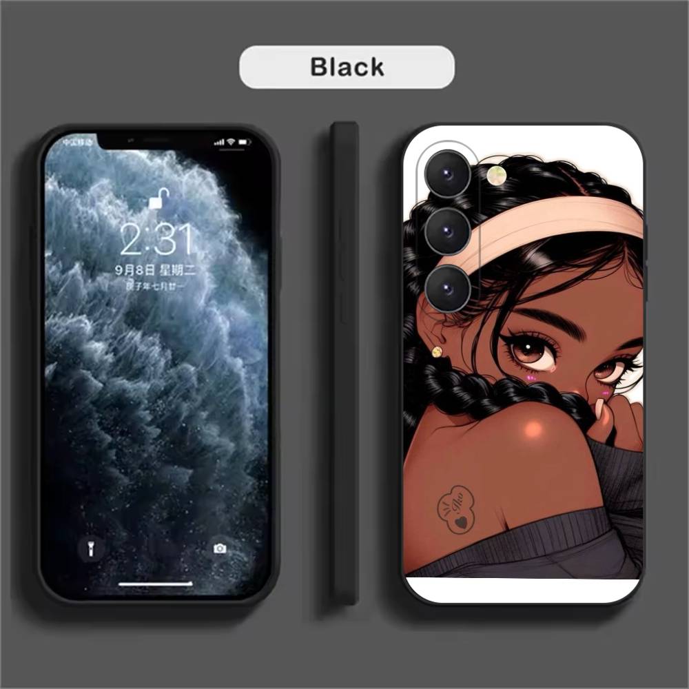 Afro Black Girls Cartoon  Phone Case For Samsung Galaxy A52 A42 A32 A22 A12 A02S A72 A73 A51 A41 A31 A21S A71 A40 A30S A20S