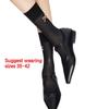 Cute Bowknot Pattern Long Calf Length Socks for Women and Girls Breathable Mesh Ribbed Student Cotton Stockings Hosiery
