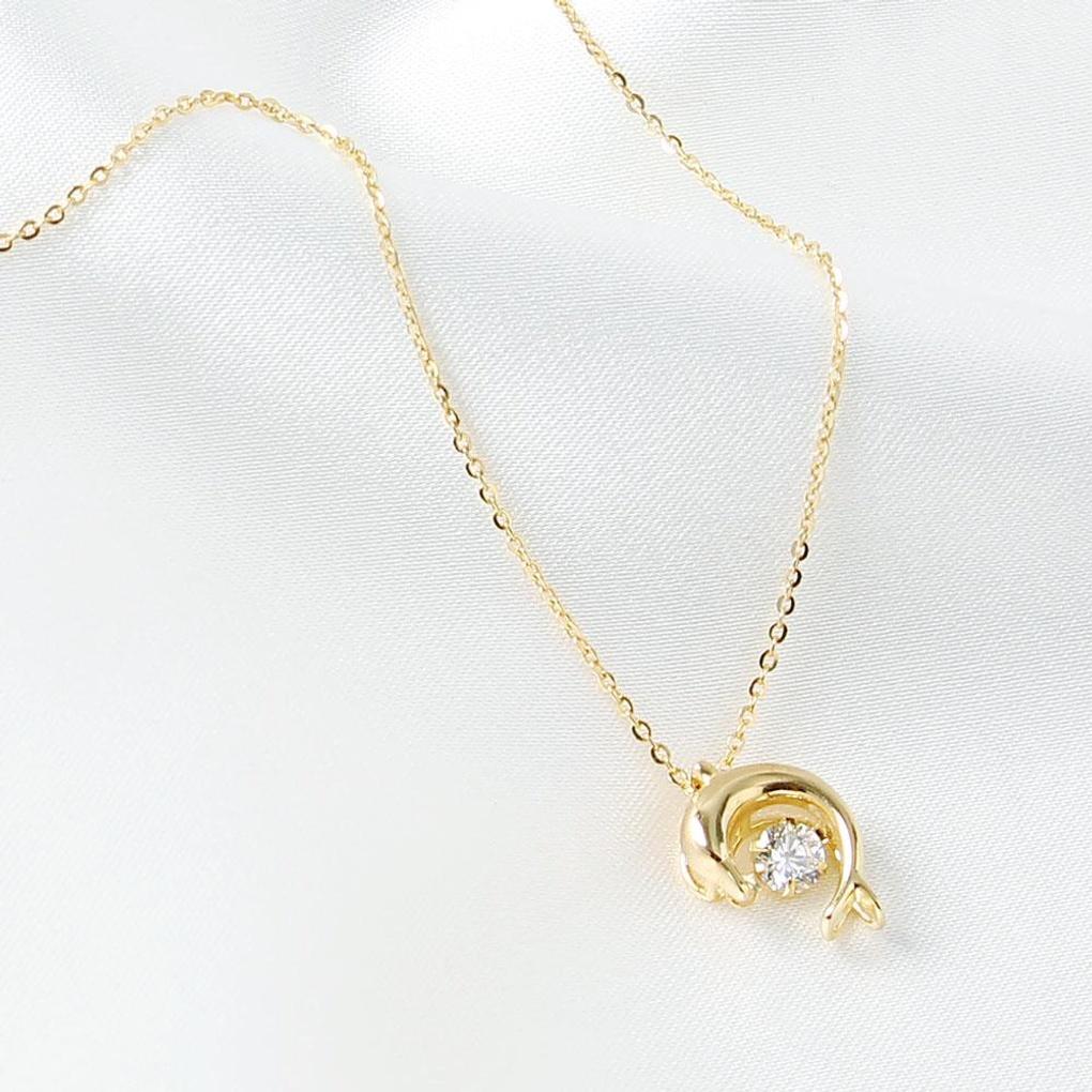 925 Silver Gold Plated Lucky Dolphin Necklace