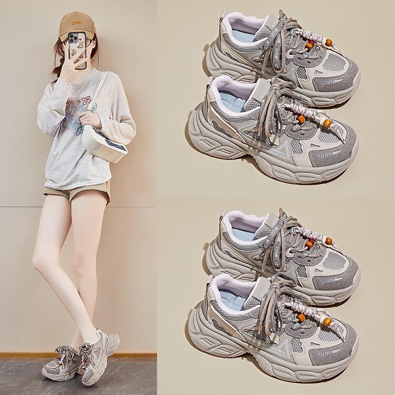 New dad shoes for women, spring student sports running casual shoes with heightened thick soles