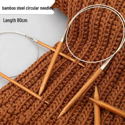 Bamboo & Stainless Steel Circular Knitting Needles Set for Wool Scarves & Cuffs