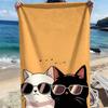 Cartoon-Sonnenbrille Katzenmuster Polyester-Mikrofaser-Strandtuch ist sehr saugfähig, geeignet für Schwimmen und Strandausflüge