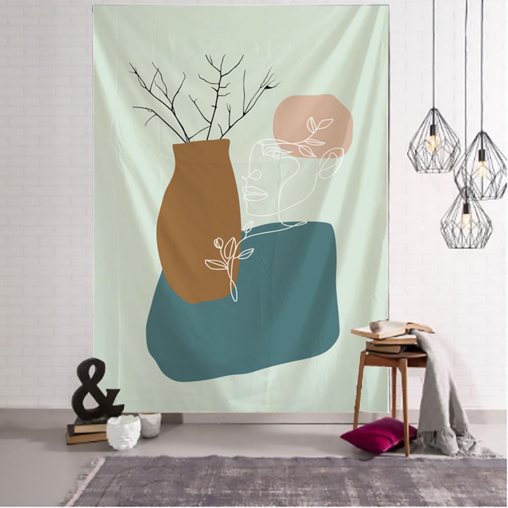 Vaso di Fiori Viso Arazzo da Parete Semplice Vento INS Piccolo Fresco Hippie Bohemien Colorato Decorazione Casa