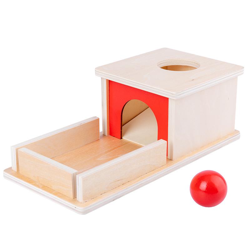 Montessori Wooden Drawer Box Early Education Textile Drum Pressure Ball and Puzzle Toys for Kindergarten