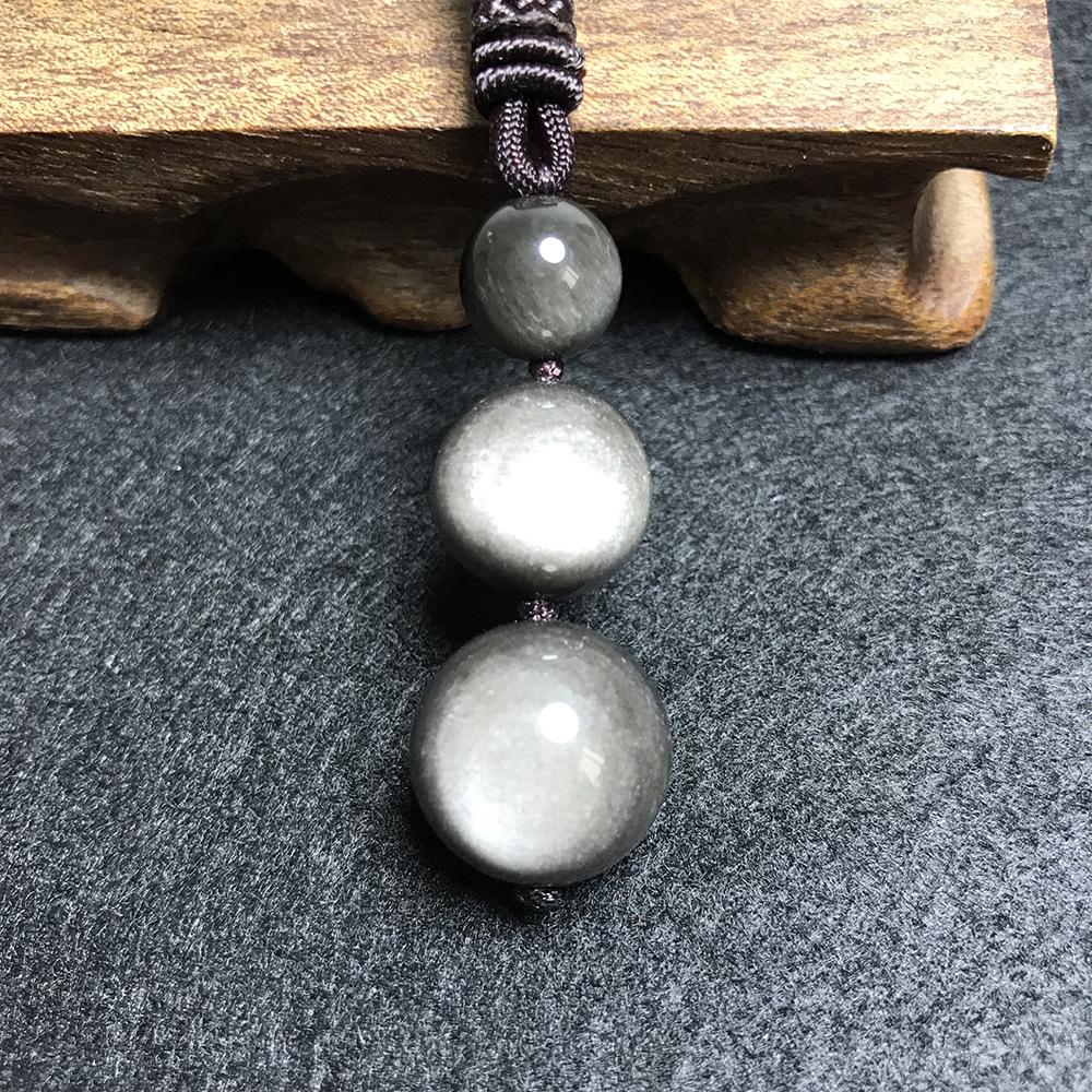 Unisex Agate & Obsidian Necklace: Red Tiger Eye & Silver Pendant, 16MM Stones