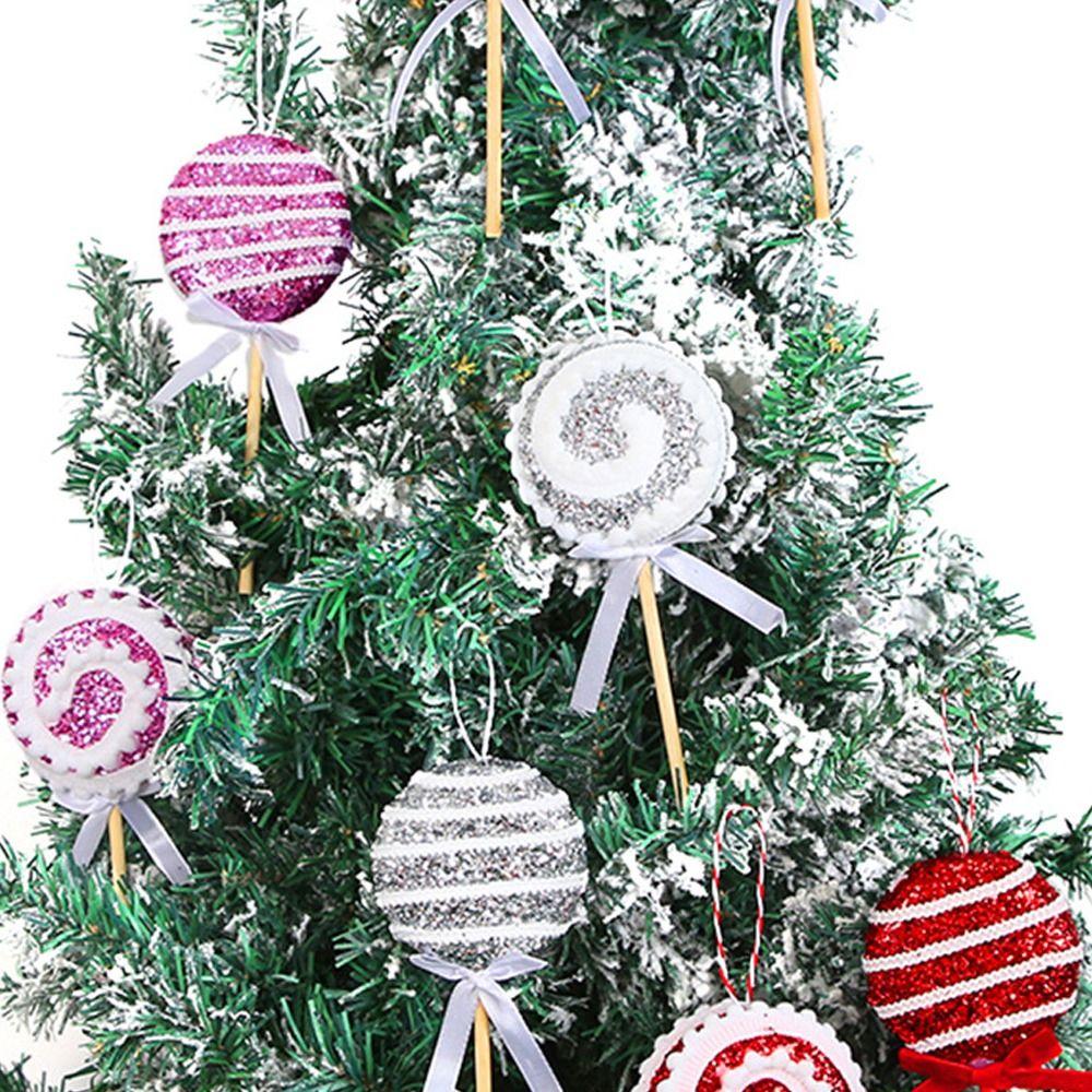 Large Sequins Lollipop Ornament Cartoon Xmas Candy Hanging Decor  Winter Home Decor