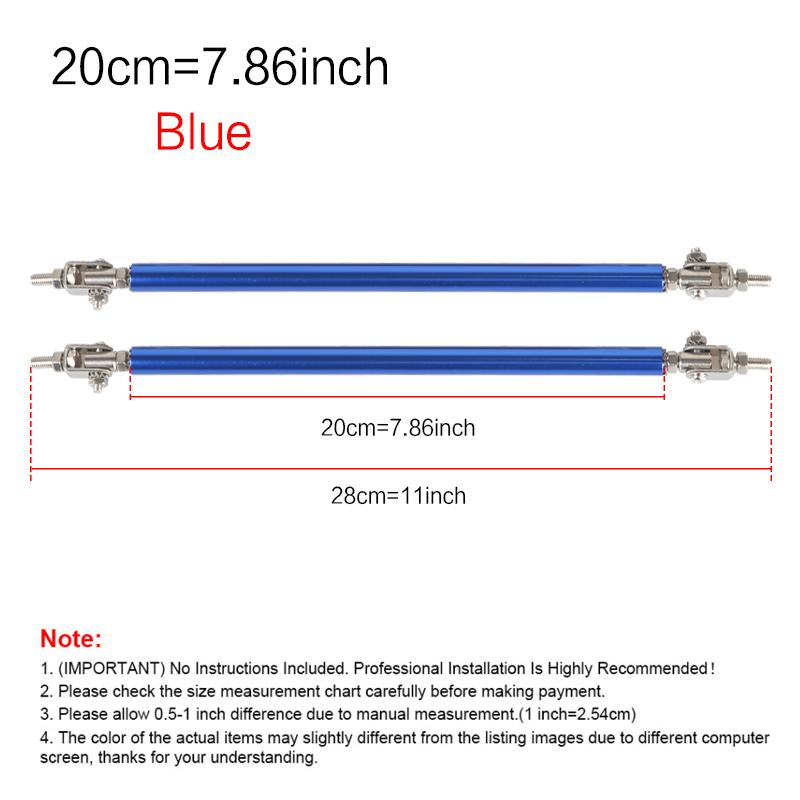 2psc Universal Racing Adjustable Front Rear Bumper Lip Splitter Support Bar / Pull Rod Kit Racing 75mm/100mm/150mm/200mm