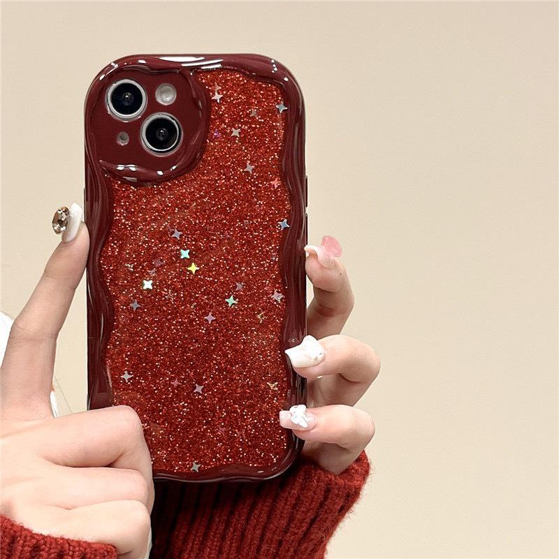 Anwendbar auf Apple 16Promax Handyhülle, Epoxid-Glitzerpulver, Sternpailletten iPhone17 Rundumschutz Anti-Drop Silikon Weich