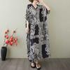 Women's Vintage Long Dress with Cotton and Linen Patterns