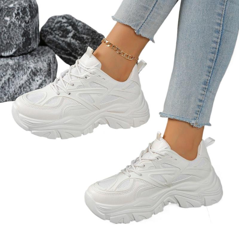 New Casual Platform Women Sneakers Round Toe Mesh Women Shoes Autumn Fashion Increased Breathable Comfortable Sport Tennis