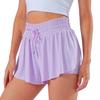Women Sports Skort Elastic High Waist Adjustable Drawstring Sport Shorts Solid Color Yoga Fitness Shorts