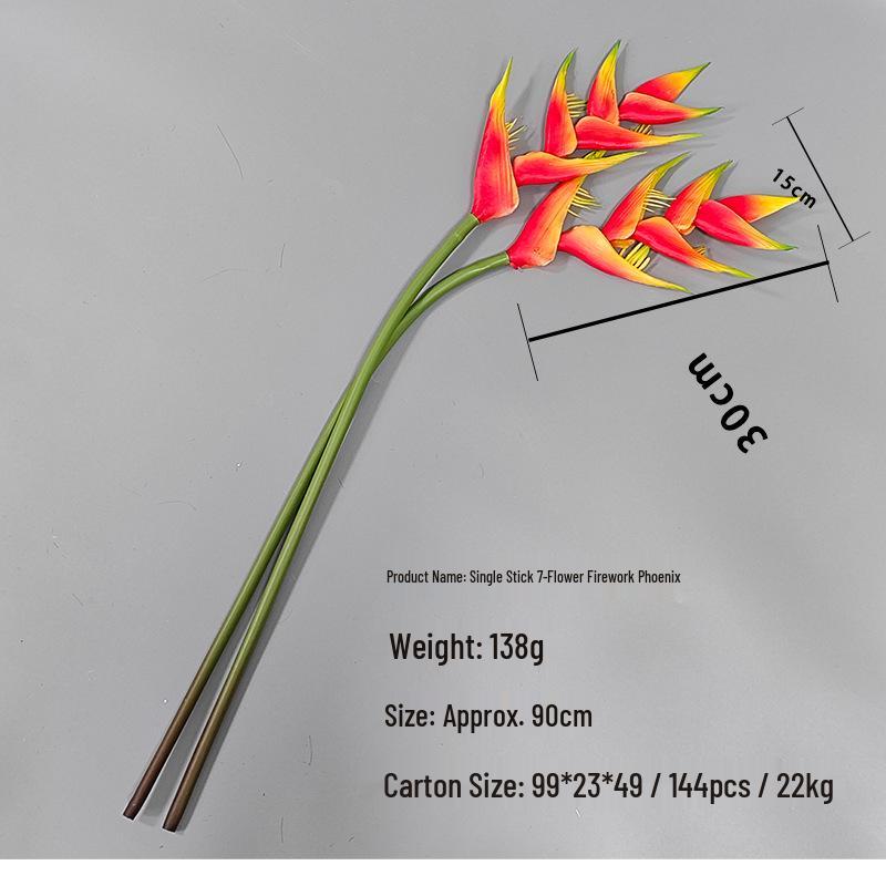 Phoenix Bird of Paradise 5-Head Green Plant Simulation - Large Decorative Branch for Home