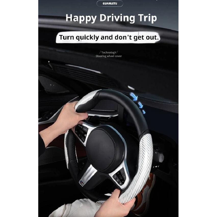 2pcs Laser Carbon Fiber Silicone Car Steering Wheel Cover Breathable For Toyota Land Cruiser Prado Lexus GX470 J120