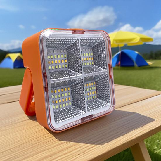 Mini Solar Camping Lamp with Stand, IP65 Waterproof Solar Type-C Rechargeable Work Light, Adjustable Outdoor Portable Emergency Light