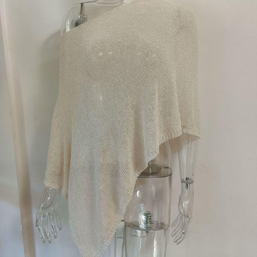 Wrap Knitted Off Shoulder Shawl Mesh Sun Protection Tops Simple Women Cloak Travel