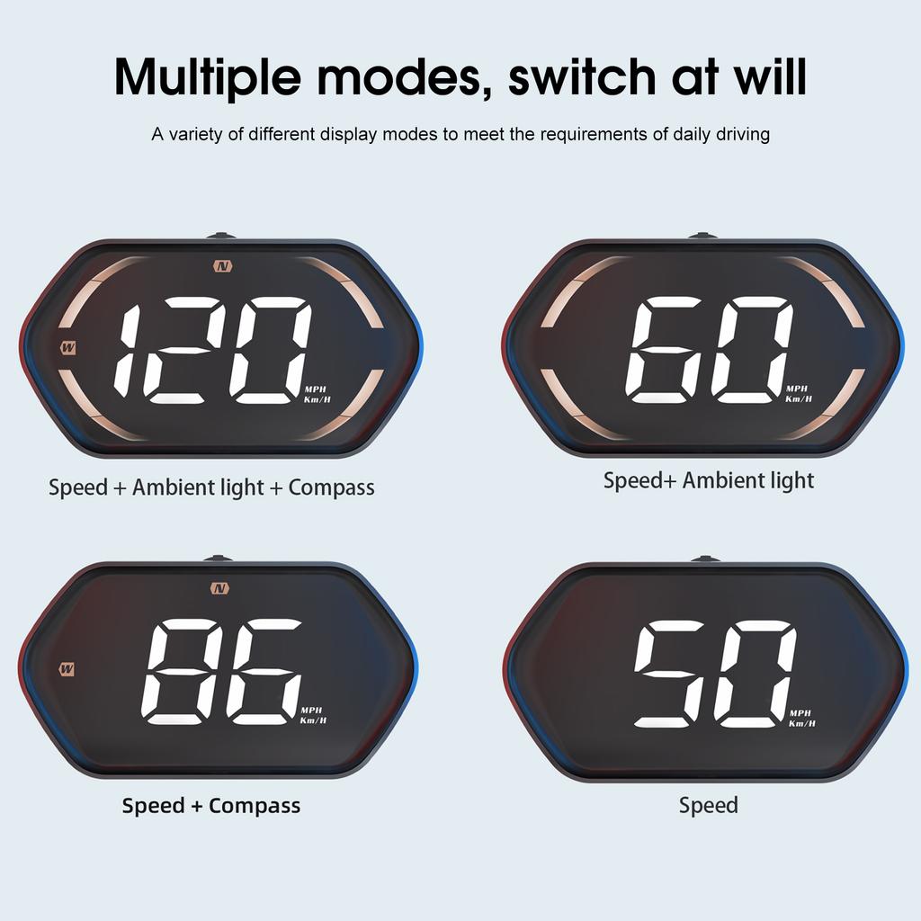 Car Hd-Up Display, GPS meter With MPH/ , Overspeed Alarm, Auto Brightness Adjustment, Plug and Play for All Vehicles