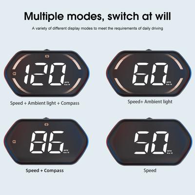 Car Hd-Up Display, GPS Meter With MPH/ , Overspeed Alarm, Auto Brightness Adjustment, Plug and Play for All Vehicles