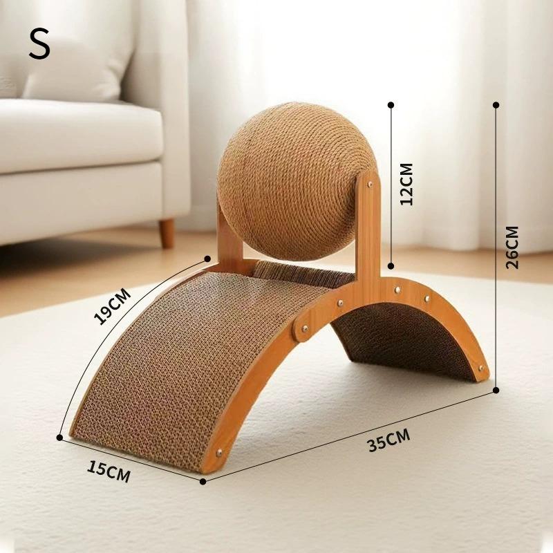 

2 In 1. Cat Scratching Ball Wooden Cat Scratcher. Natural Sisal Scratch Board Scratching Column, Wear-Resistant Paw Wood Scraper S темно-коричневого кольору