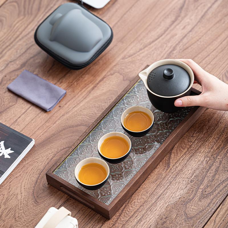 Camping business trip express cup simple retro coarse pottery portable travel tea set small set kung fu brewing teapot teacup