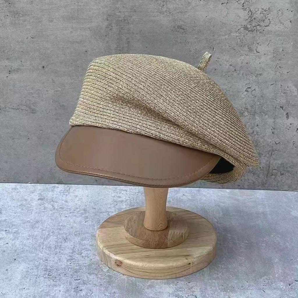 Béret en paille printanier pour femme - Chic français Élégant Unique et Amincissant Casquette Gavroche