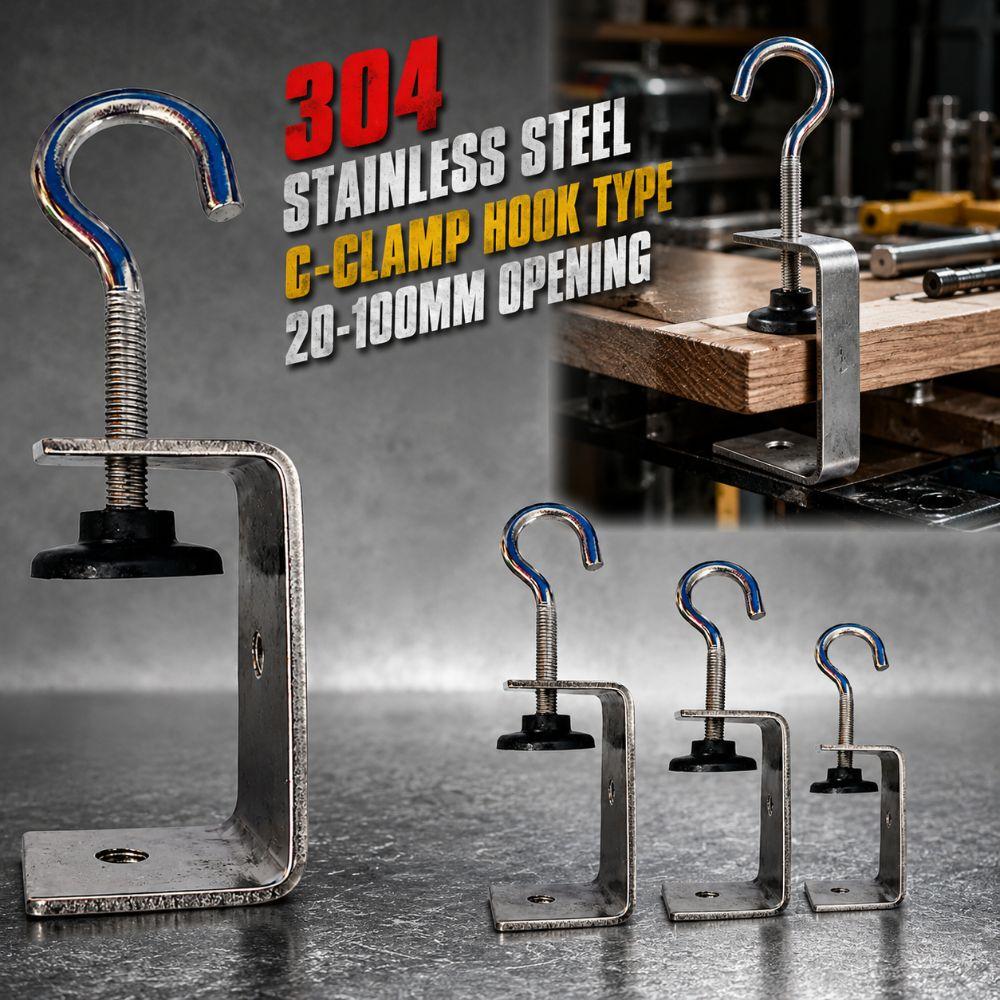 Adjustable C-clamp 304 Stainless Steel Fixed Holder Clip Square Clamp Hardware Fasteners