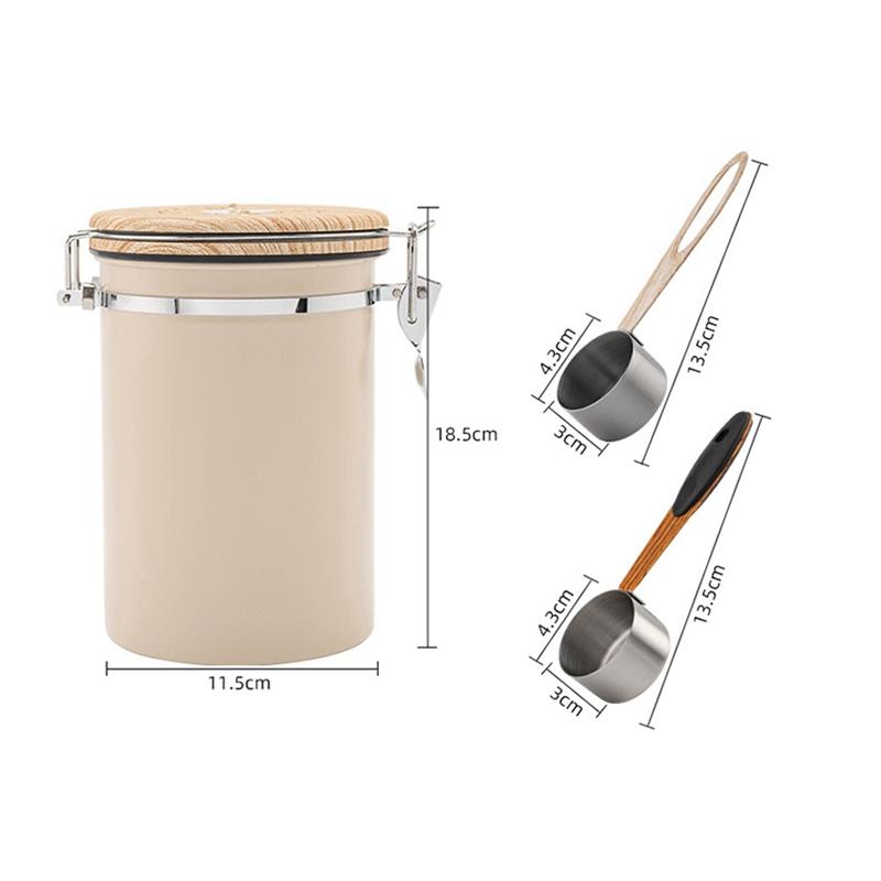 1.8L Tea Dried Fruit Storage Tank Coffee Powder Airtight Tank With Spoon Stainless Steel Coffee Beans Airtight Tank