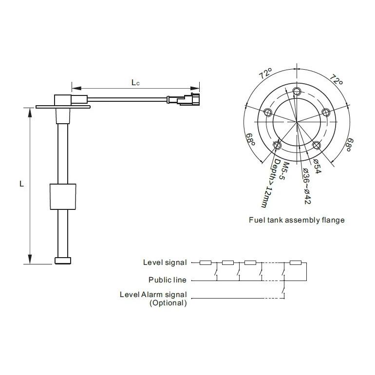Universal Fuel Water Level Sensor Sender 150mm 175mm 200mm 225mm 385mm 0-190ohm 240-33ohm Standard 5 Hole Assembly Customized