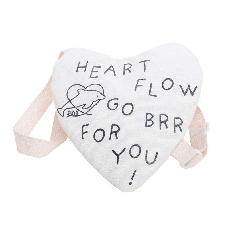 Letter Simple And Dolphin Pattern Heartshaped Children Canvas Bag Shoulder