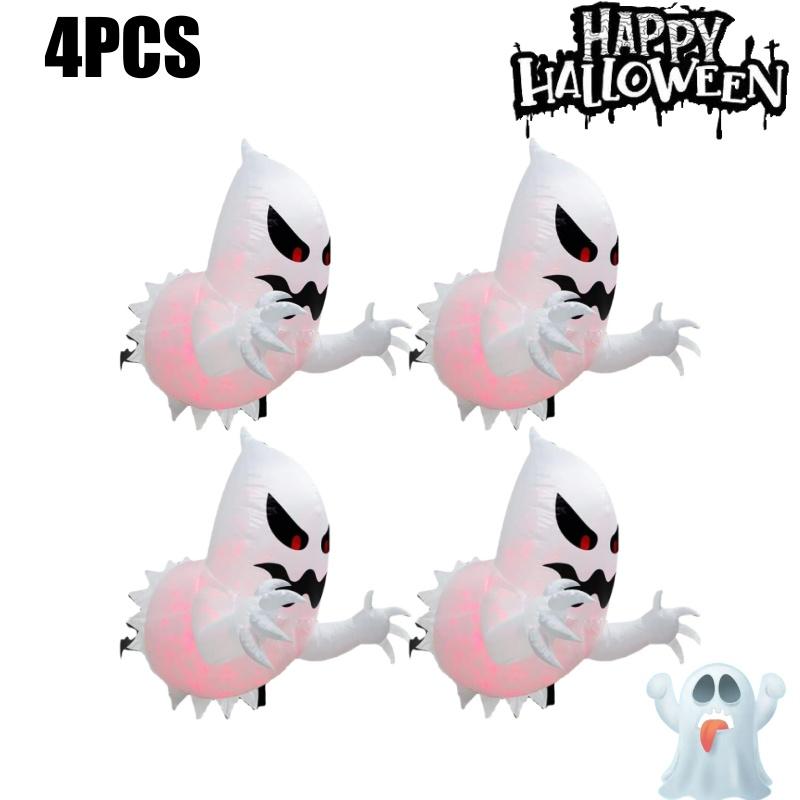 Halloween Inflatable Scary Pumpkin Head Ghost Jumping Out From Door Inflatable with Build-in LED Blow Up