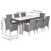 VidaXL Ensemble à manger de jardin et coussins 9 pcs noir rotin acacia, ensemble de salle à manger d'extérieur, meuble de 3278668