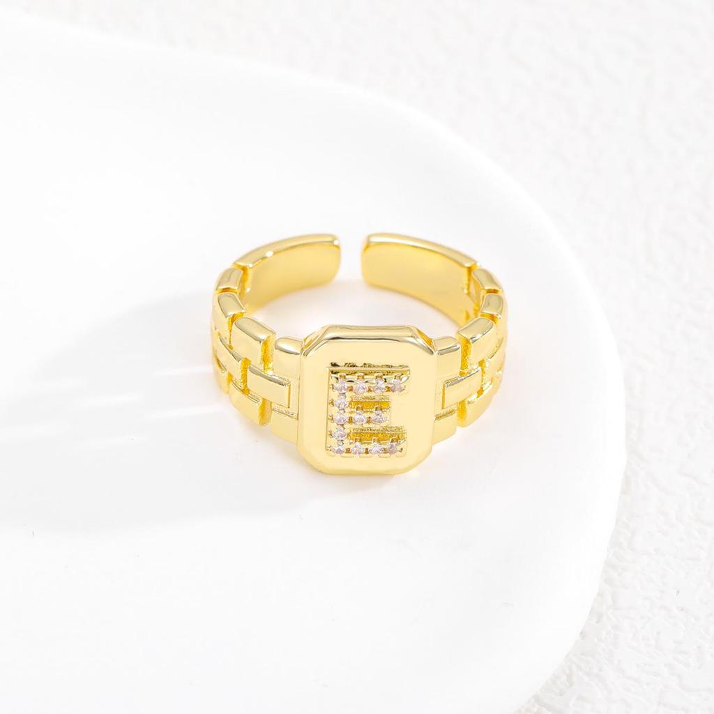 Evropský styl Horký prodej Pozlacený prsten s písmenem s designem nastavitelného pásku