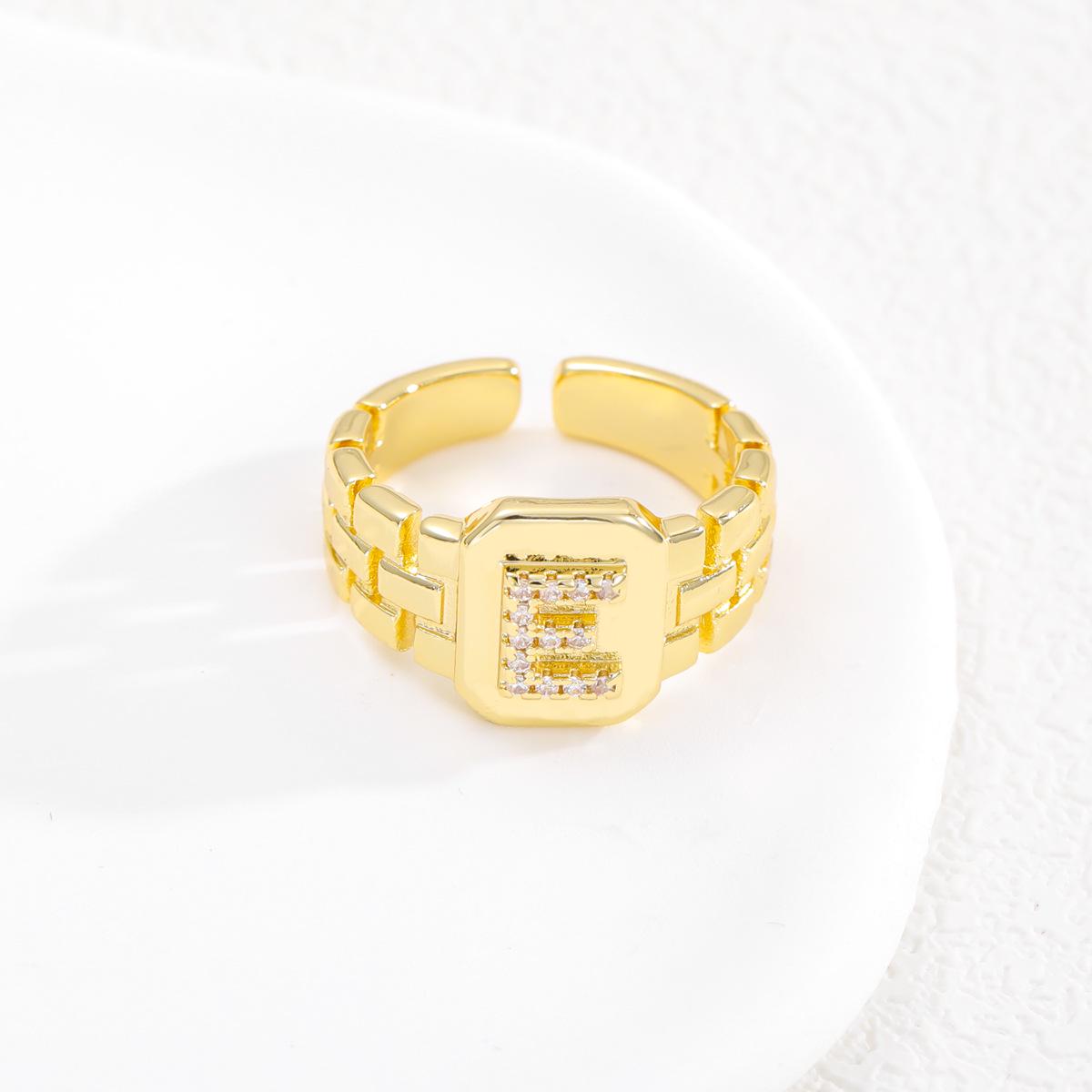 

Geometric Zircon Inlaid Copper Watch Strap Ring: High-End Fashion Jewelry Copper Plated with 18k Real Gold