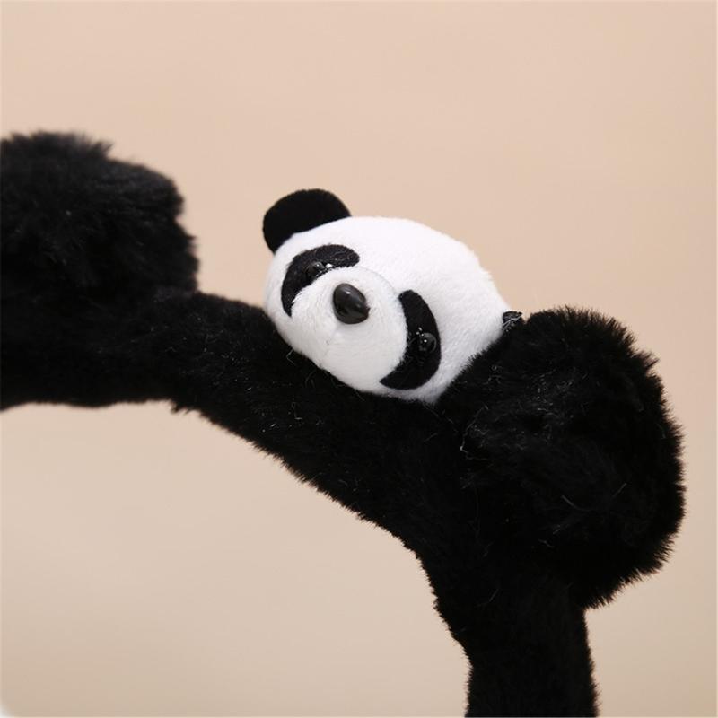 Cartoon Panda Plush Ear Muffs for Adult Kid Adjustable Thermal Ear Warmer Thick Warm Ear Protectors for Winter Coldproof