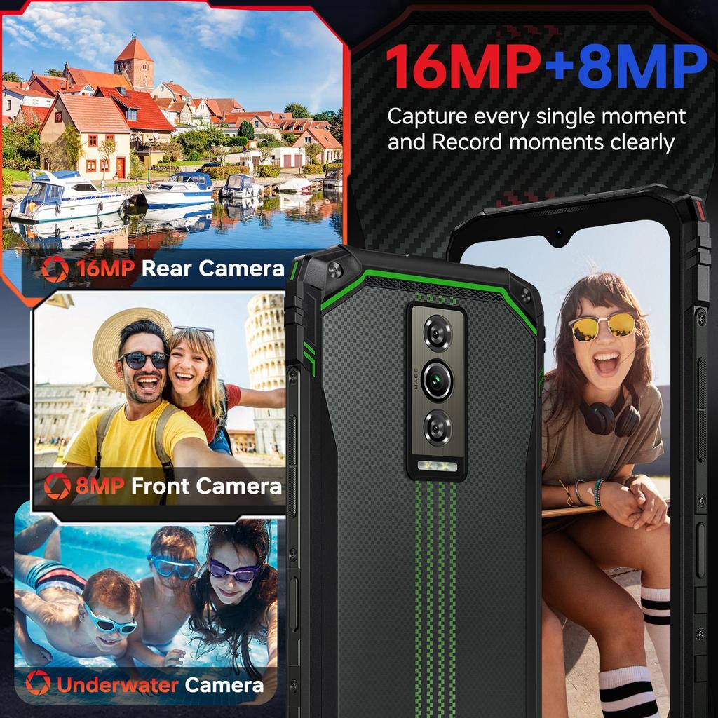 DOOGEE Blade10 Energy Rugged Smartphone Android 15, 24GB+128GB/2TB, 90Hz 6.56" HD+ Display, 6150mAh, 16MP+8MP,  3 Card Slot/NFC/IP68/IP69K/OTG/FACE ID