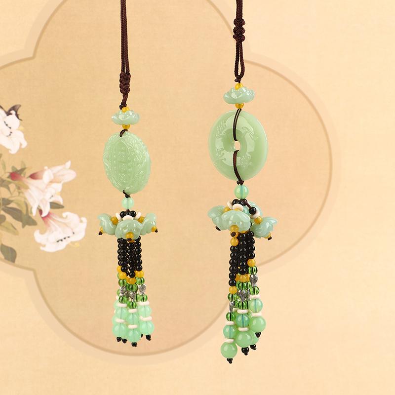 Ciondoli per Auto in Giada Verde Sintetica Ciondoli per Auto Decorazioni Ciondoli di Sicurezza Regali