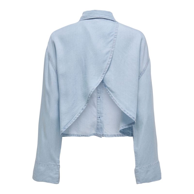 Light Blue Backless Button-up Shirt Women ONLY