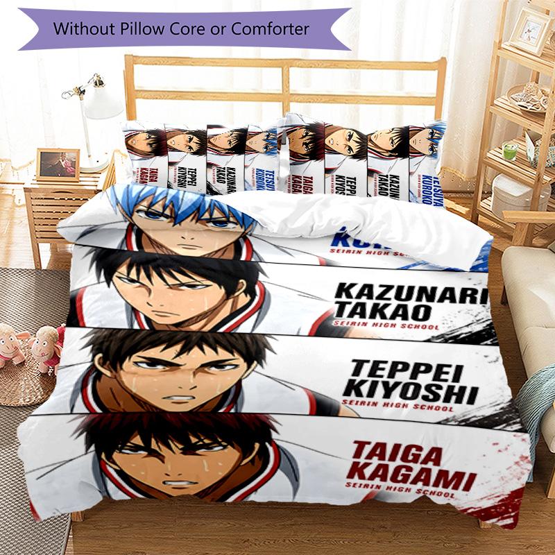 3pcs Kuroko's Basketball Design Cover Set - HD Printed Bedding with 1 Cover and 2 Pillowcases - Perfect for Home and Dorm Decor