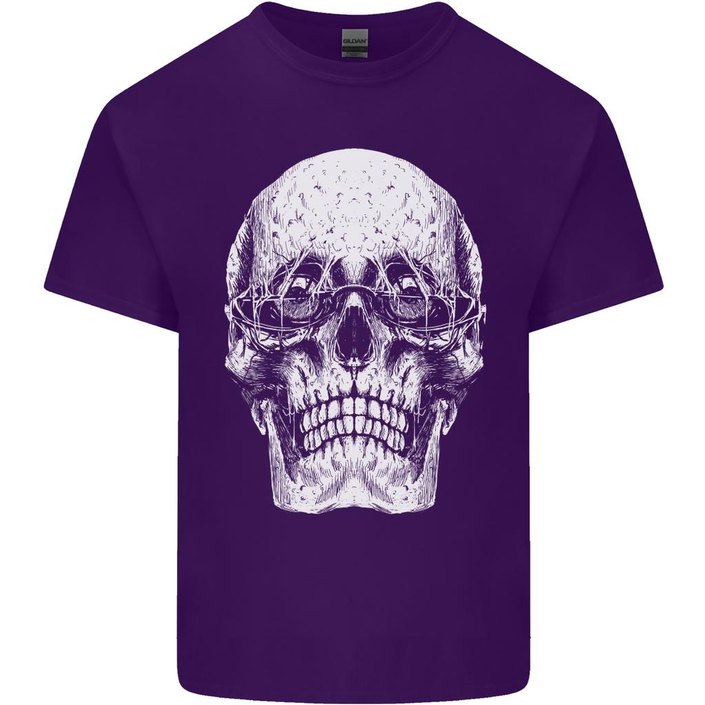 Old Unisex Skull With Glasses Gothic Biker Unisexs Light Cotton TShirt