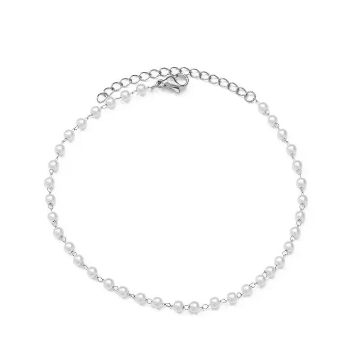 Elegant Stainless Steel Pearl Chain Anklet For Women Gold Plated Anklet Fashion Jewelry Accessories Summer Beach Gift