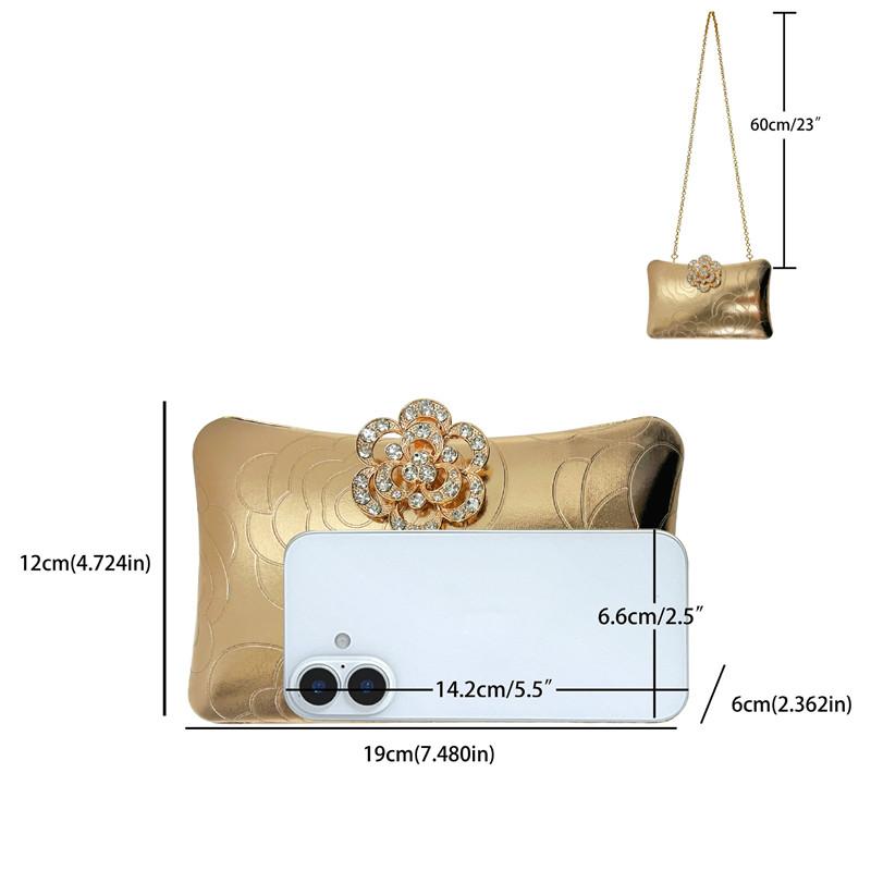 Luxury High-end 3D Embossing Women's Evening Bag Brand Design Diamond Flower Dinner Handbags Fashion Wedding Dress Crossbody Bag