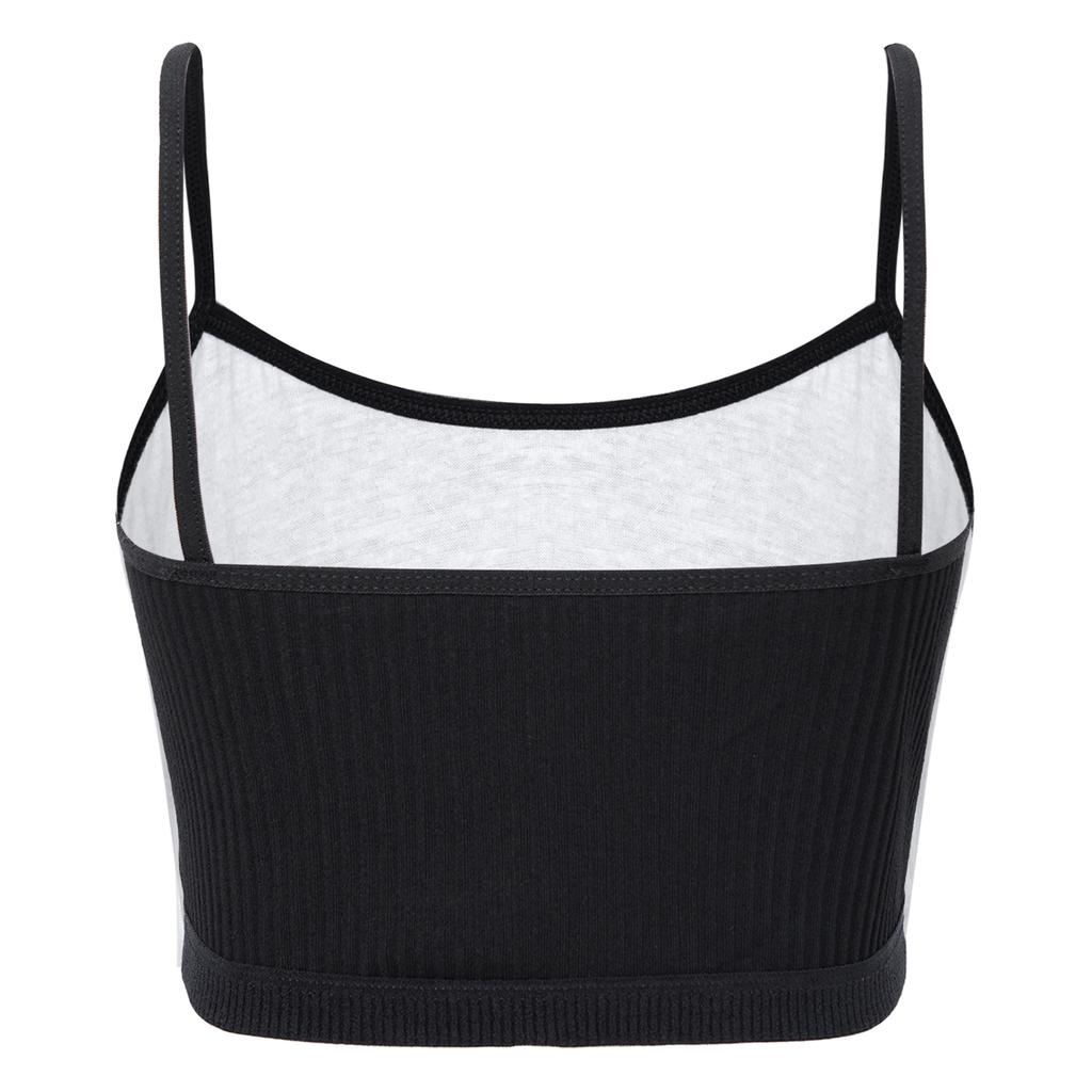 Girls Solid Color Spaghetti Straps Crop Top Ribbed Bra Vest Camisole Sportswear