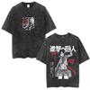 Washed Vintage Anime Attack On Titan Mikasa Ackerman Merch Tshirt Men Women Manga Cosplay Oversized T Shirt Man Cotton Tshirts
