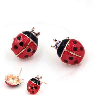 Cute Insert Earrings Exquisite Paint Stud Earrings Red Oil Ladybug Ear Studs
