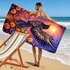 Ethereal Raven Amidst Blossoms Print Beach Towel, Quick Drying, Suitable for Travel, Outdoor Sports, Jogging, the Beach and Swimming, Gift