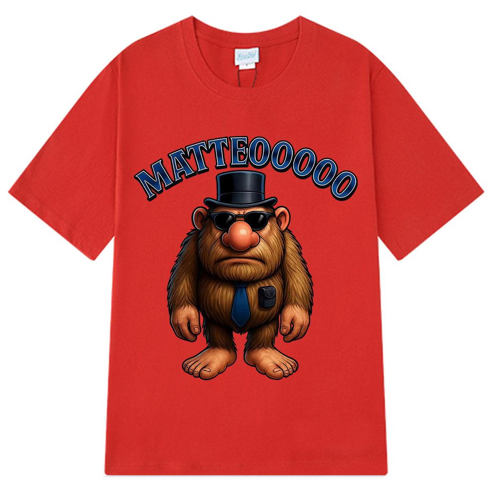 Matteooooo Funny Italian Gorilla Mafia T-Shirt Brainrot Italy Meme T Shirts Men Women Fashion Oversized Hip-hop Cotton T-shirts