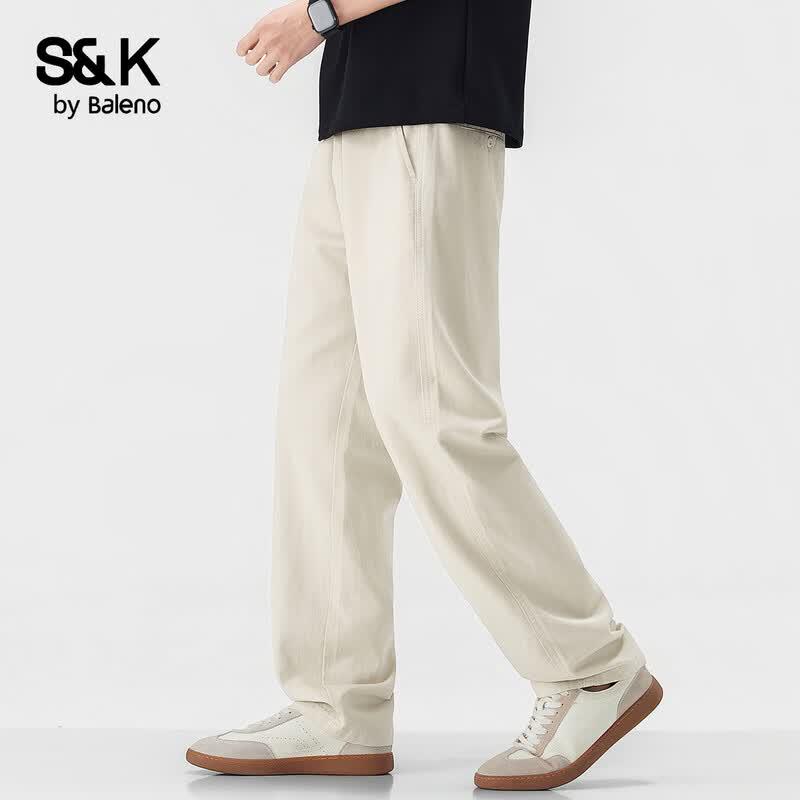 Baleno S&K Men's Summer Tencel Blend Casual Straight-Leg Pants